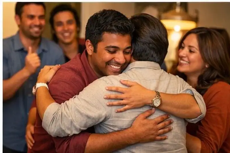 Family celebrating meaningful coming of age milestone with joy and embrace